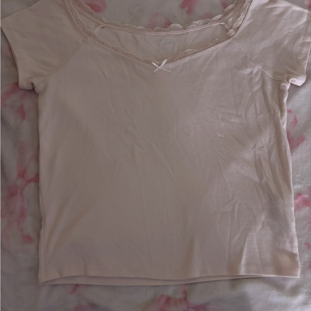 Elegant Pink Lace Trim Top